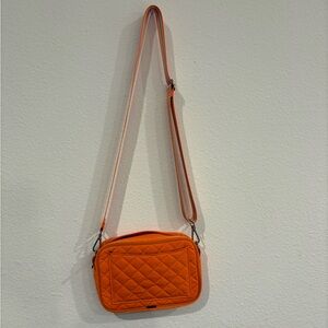 Orange Quilted Crossbody Bag